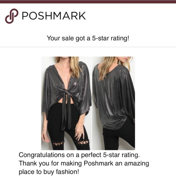 2 LEFT!  flutter sleeve V-neck metallic drape top. - Picture 4 of 6